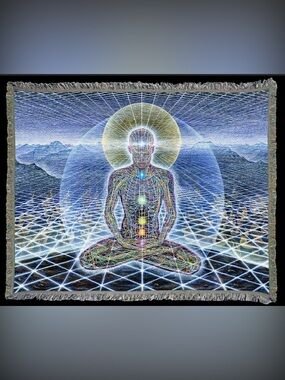 Theologue - Art Blanket Alex Grey Graphic Woven Fringed Throw Blanket